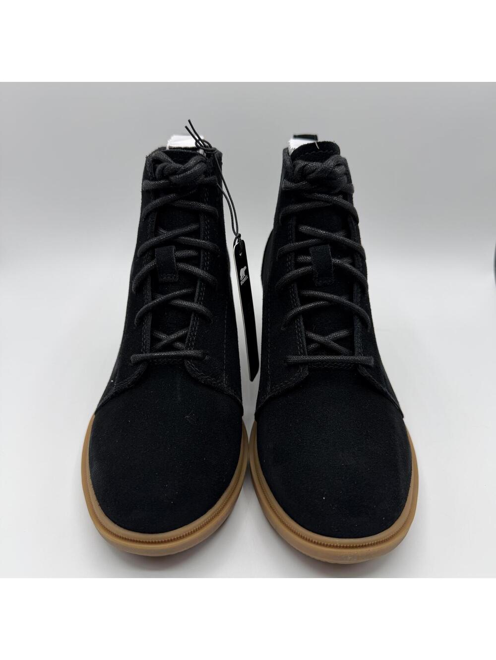 SOREL Evie II Lace Up Wedge Boots Black Suede Women Size 5.5 - Picture 2 of 11